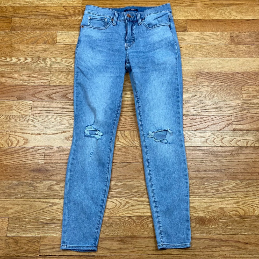 Lucky Brand Ava Skinny Jeans Womens 6/28 Blue Distressed Mid Rise Light‎ Wash
